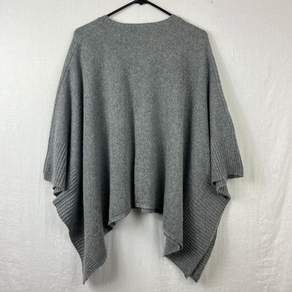 Sütü Angora Blend Vneck Cape Poncho Sweater Topper One Size Minimalist Lagenlook - Picture 5 of 8